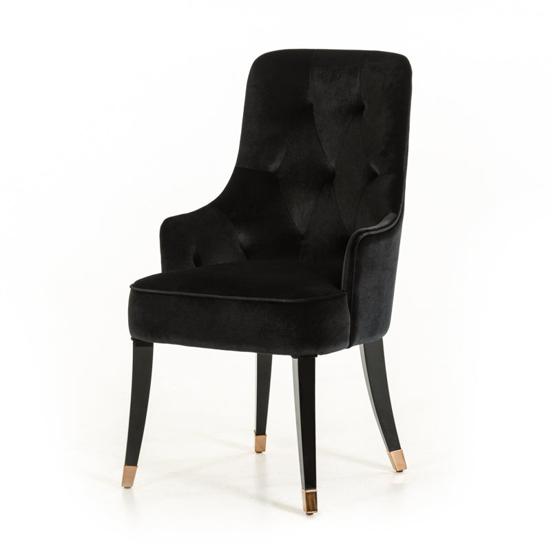 38' Black Velvet Fabric Dining Chair