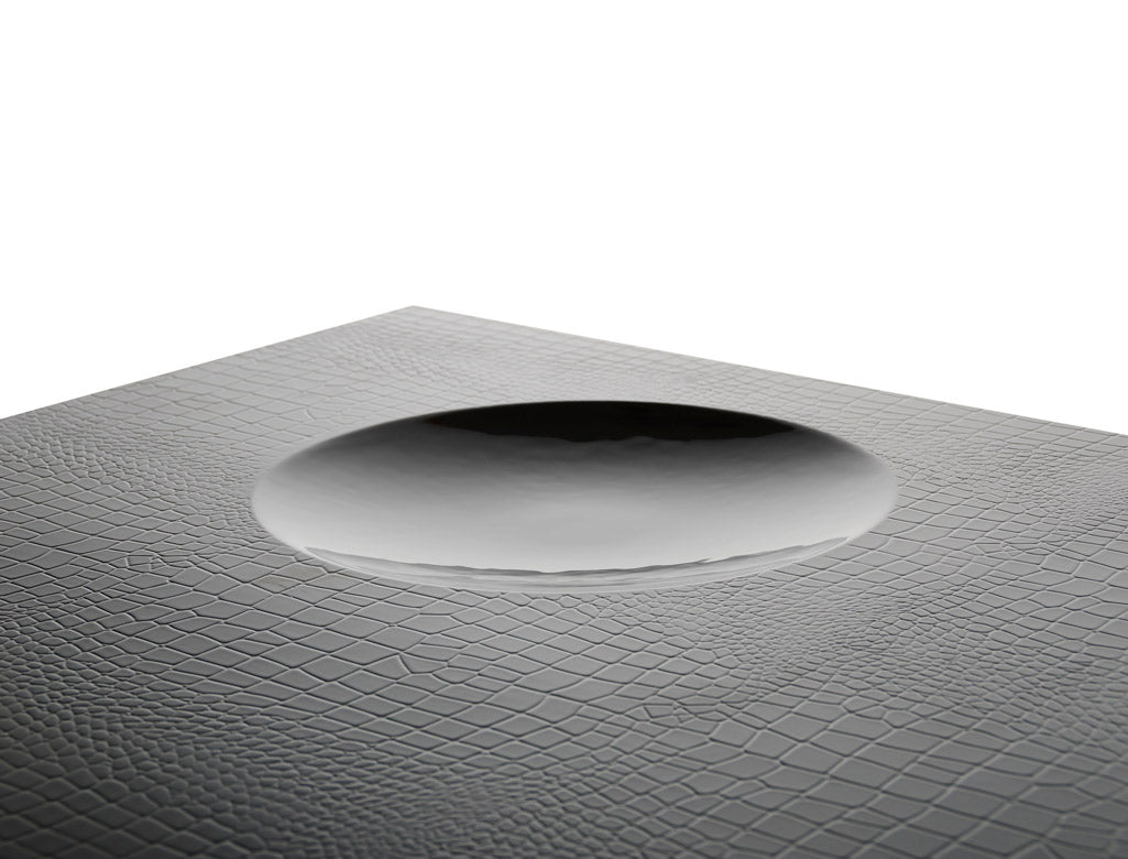 14.5' Black Crocodile Lacquer Coffee Table  with 2 Drawers