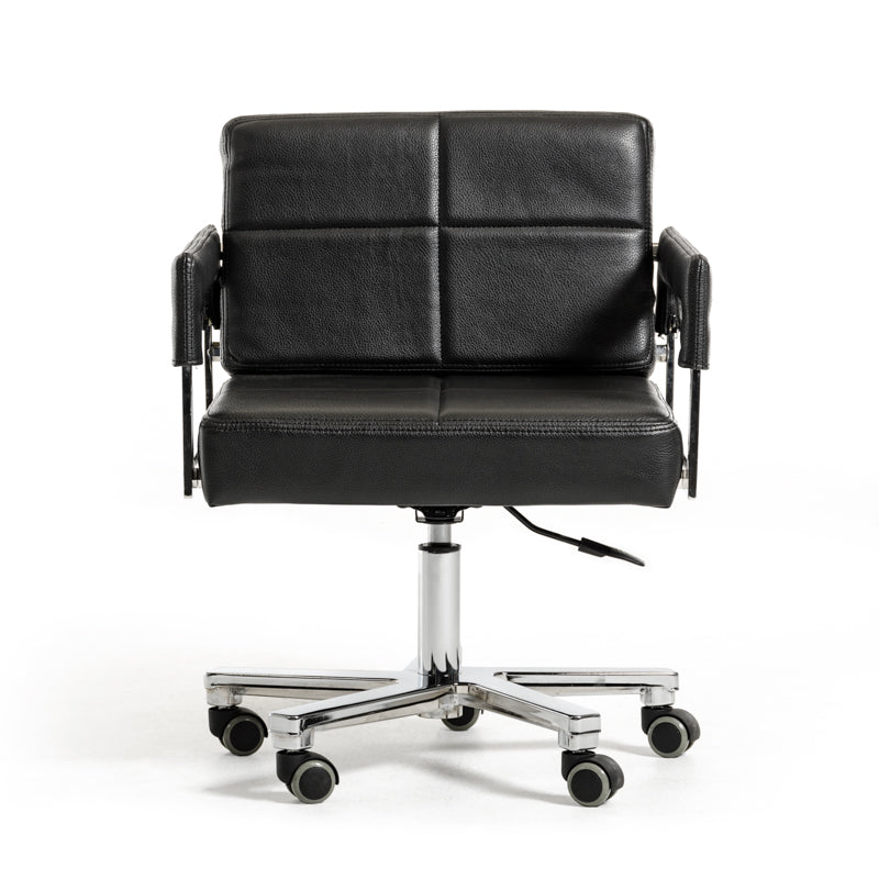 29' Black Bonded Leather and Steel Office Chair