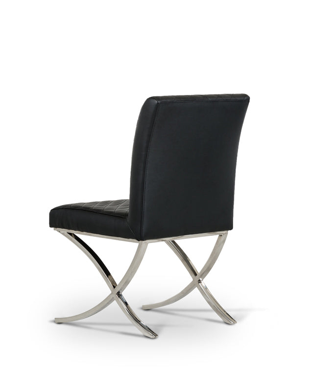 36' Black Leatherette and Stainless Steel Dining Chair