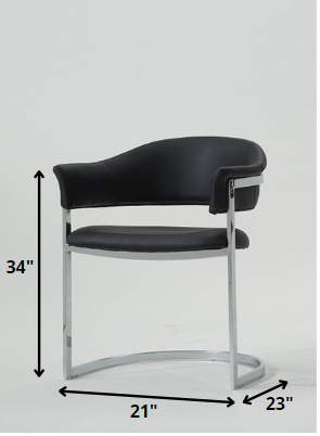 30' Black Leatherette and Stainless Steel Dining Chair