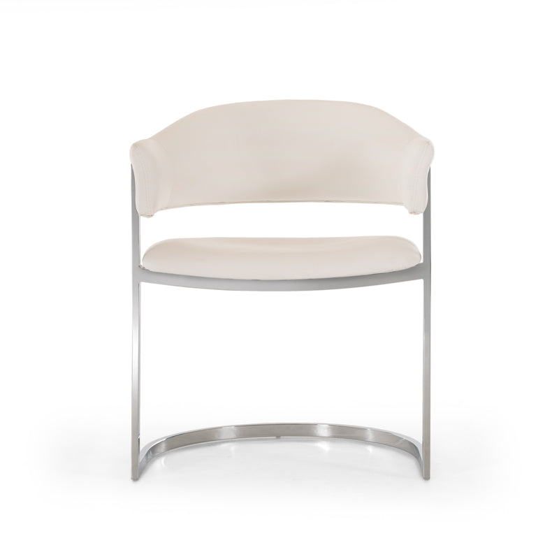 30' White Leatherette and Stainless Steel Dining Chair