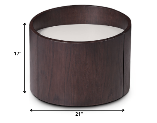 21' Round Modern Brown Oak Finish End Table