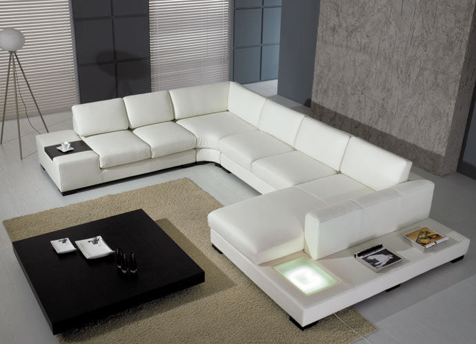 30' White Bonded Leather Sectional Sofa