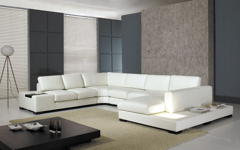 30' White Bonded Leather Sectional Sofa