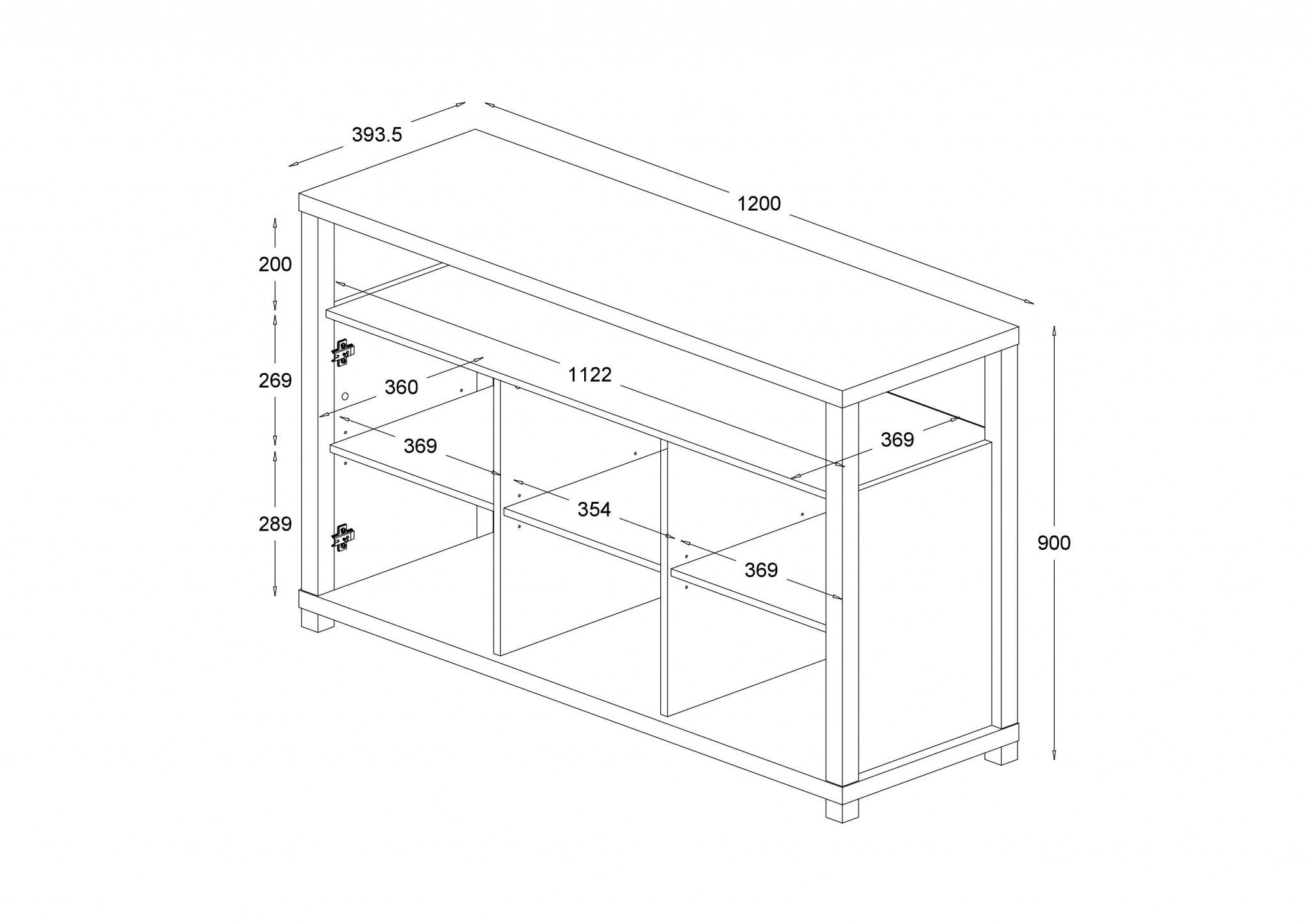 Hill Cabinet with 3 Doors Espresso