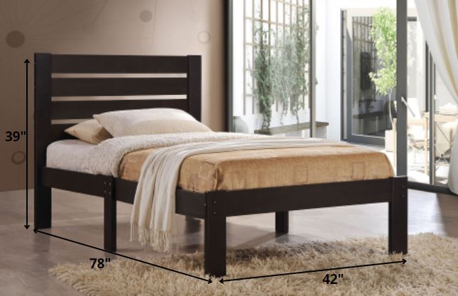 Popular Espresso Twin Size Slat Wood Bed