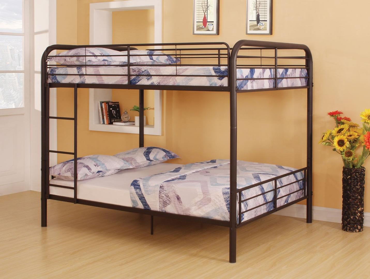 79' X 57' X 65' Dark Brown Metal Tube Full Over Full Bunk Bed