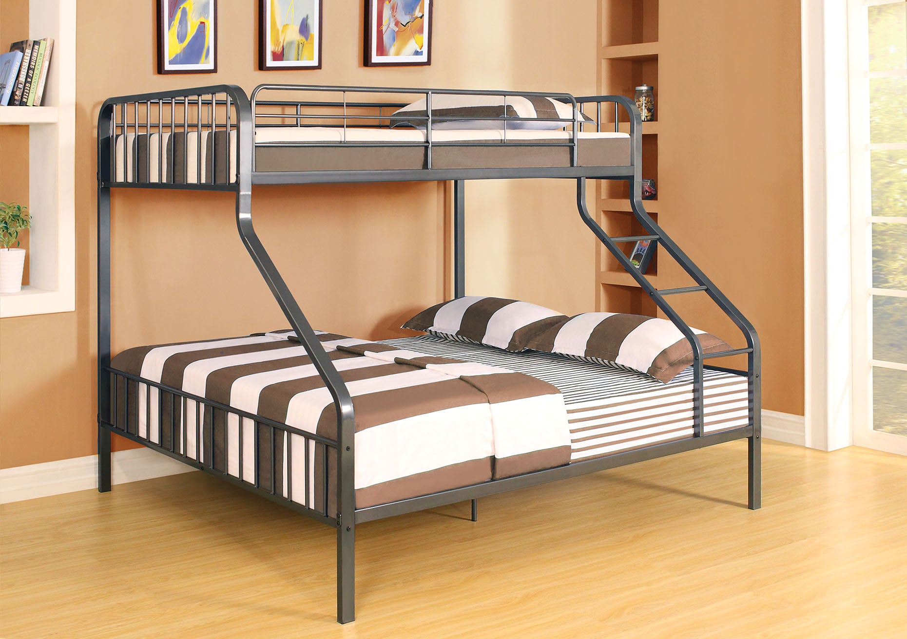 83' X 63' X 60' Gunmetal Twin XL Over Queen Bunk Bed