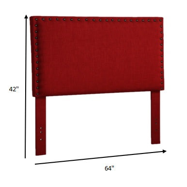 64' X 4' X 42' Queen Over Full Red Linen Headboard Only