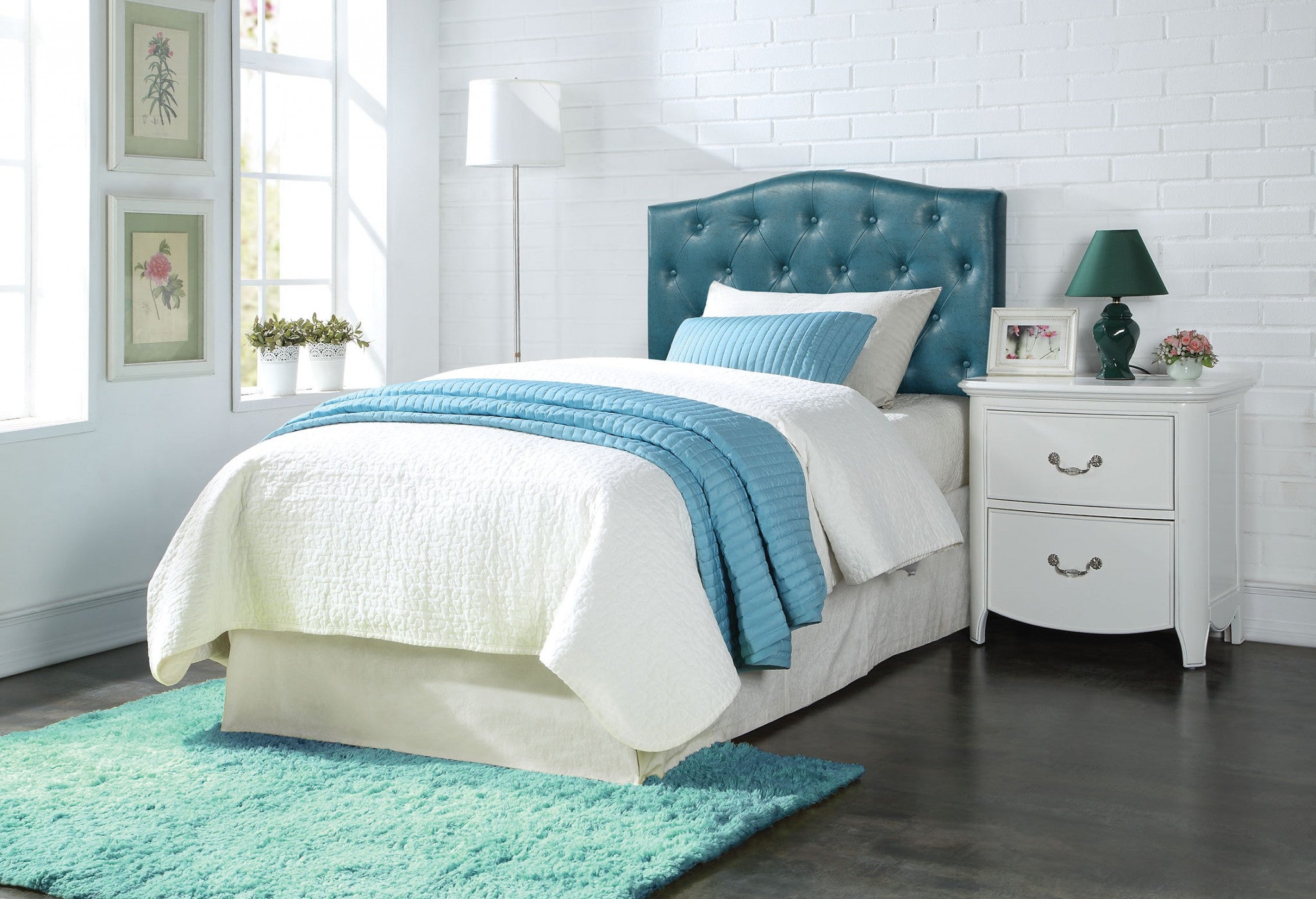 Twin Headboard Only, Blue Pu