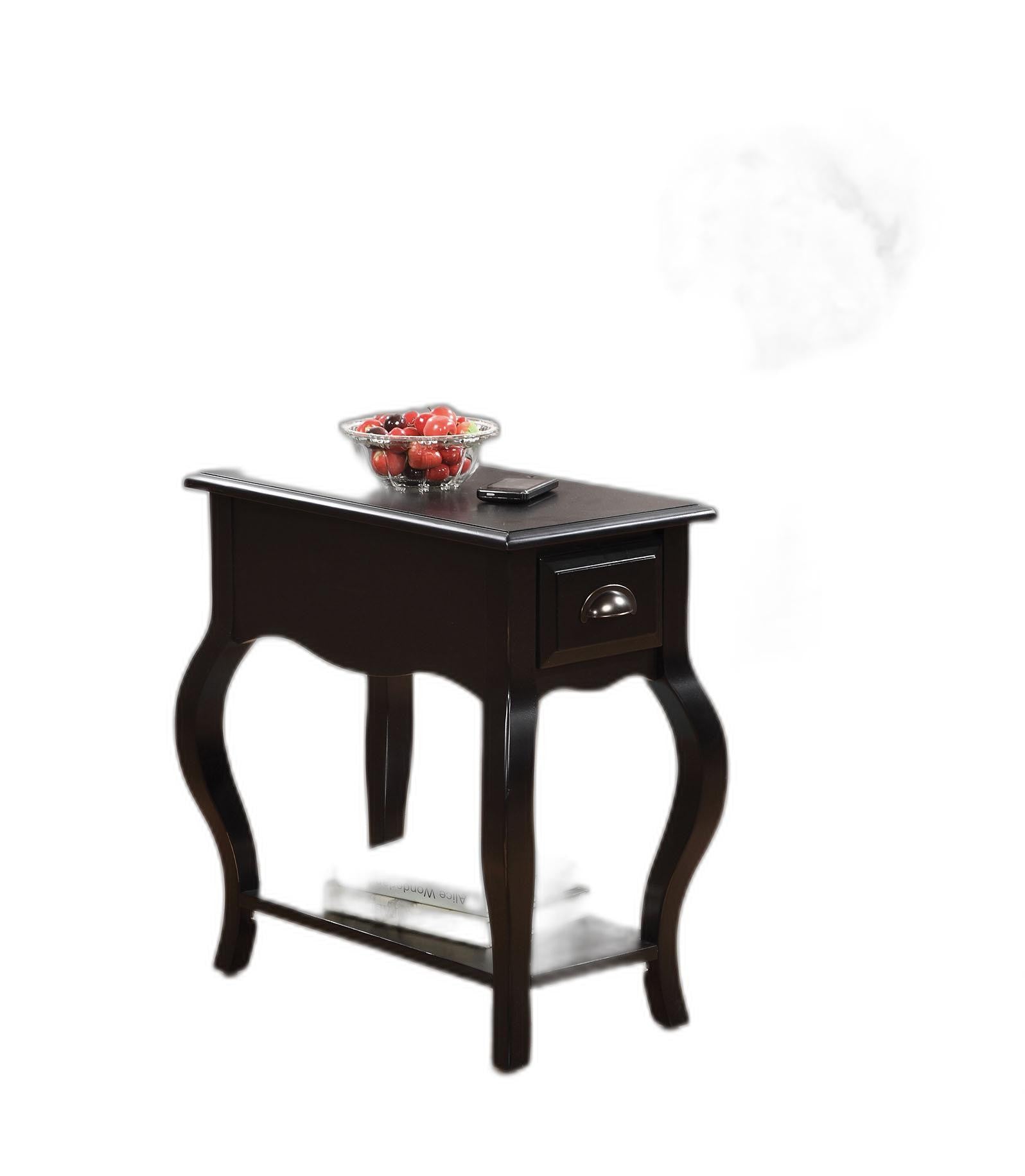 Side Table Black - Rubber Wood Cherry Venee Black