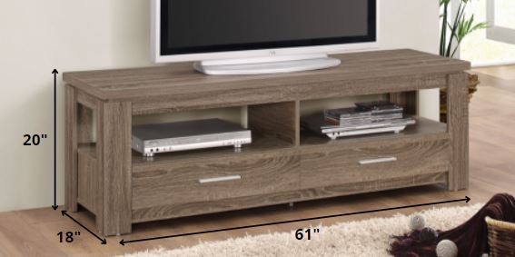 TV Stand, Dark Taupe - Particle Board w/Paper Ve Dark Taupe