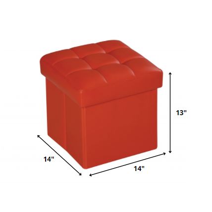 Ottoman with Storage (Youth), Red PU - MDF, PU Red PU