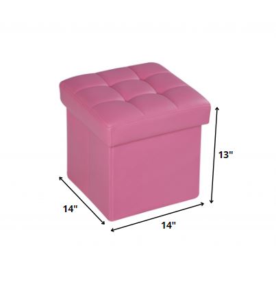 Ottoman with Storage (Youth), Pink PU - MDF, PU Pink PU