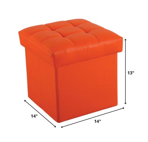 Ottoman with Storage (Youth), Orange PU - MDF, PU Orange PU