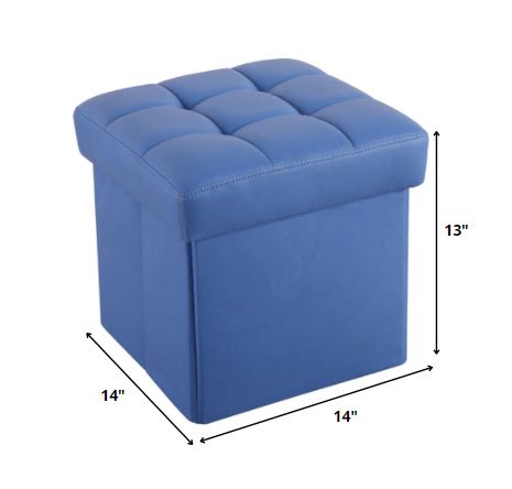 Ottoman with Storage (Youth), Blue PU - MDF, PU Blue PU