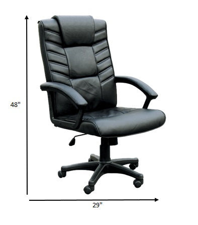 Chesterfield Office Chair with Pneumatic Lift, Black Bonded Leather