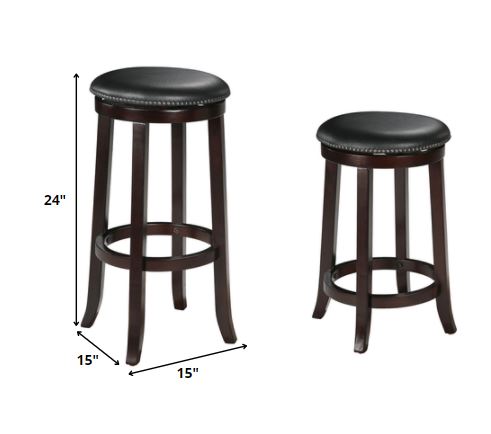 Chelsea Counter Height Stool with Swivel (Set-2), PU & Espresso