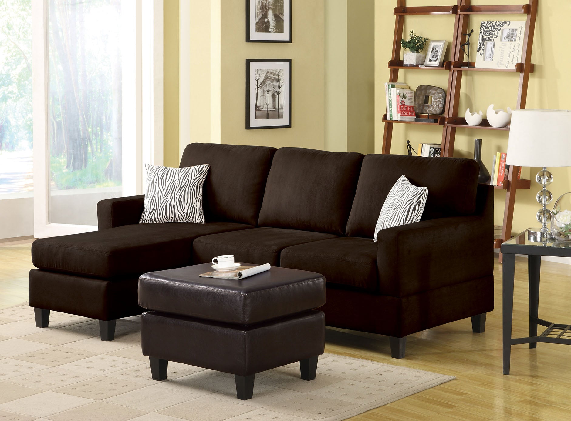 Vogue Sectional Sofa (Reversible Chaise), Chocolate Microfiber