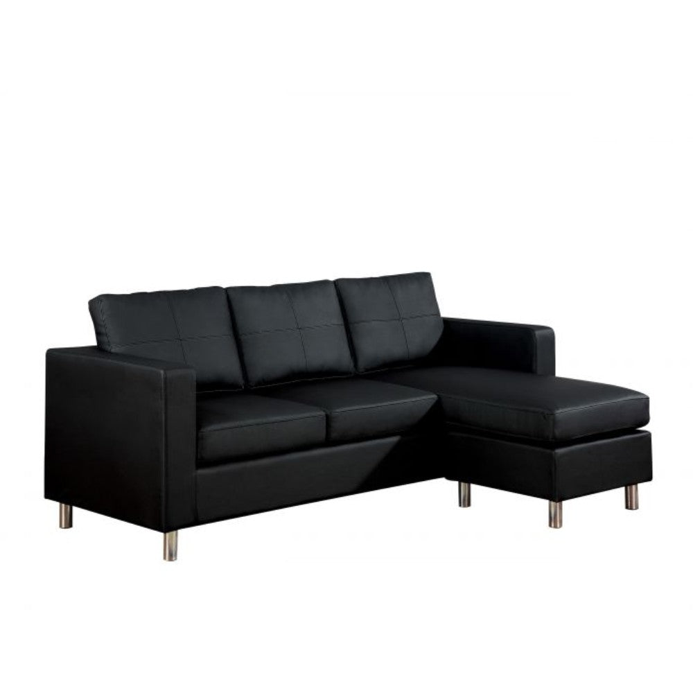 79' X 33' X 28' Black Pu Reversible Chaise Sectional Sofa