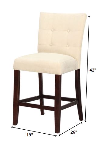 19' X 26' X 42' 2pc Beige Microfiber And Walnut Counter Height Chair