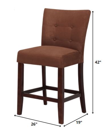 19' X 26' X 42' 2pc Chocolate Microfiber And Walnut Counter Height Chair