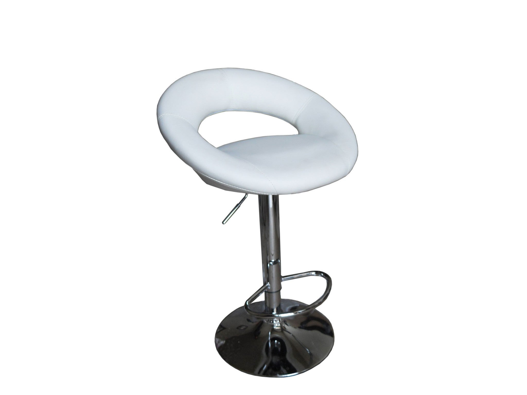 Adjustable Stool with Swivel (Set-2), White PU & Chrome - PU, Wood, Foam, Metal --> White PU & Chrome