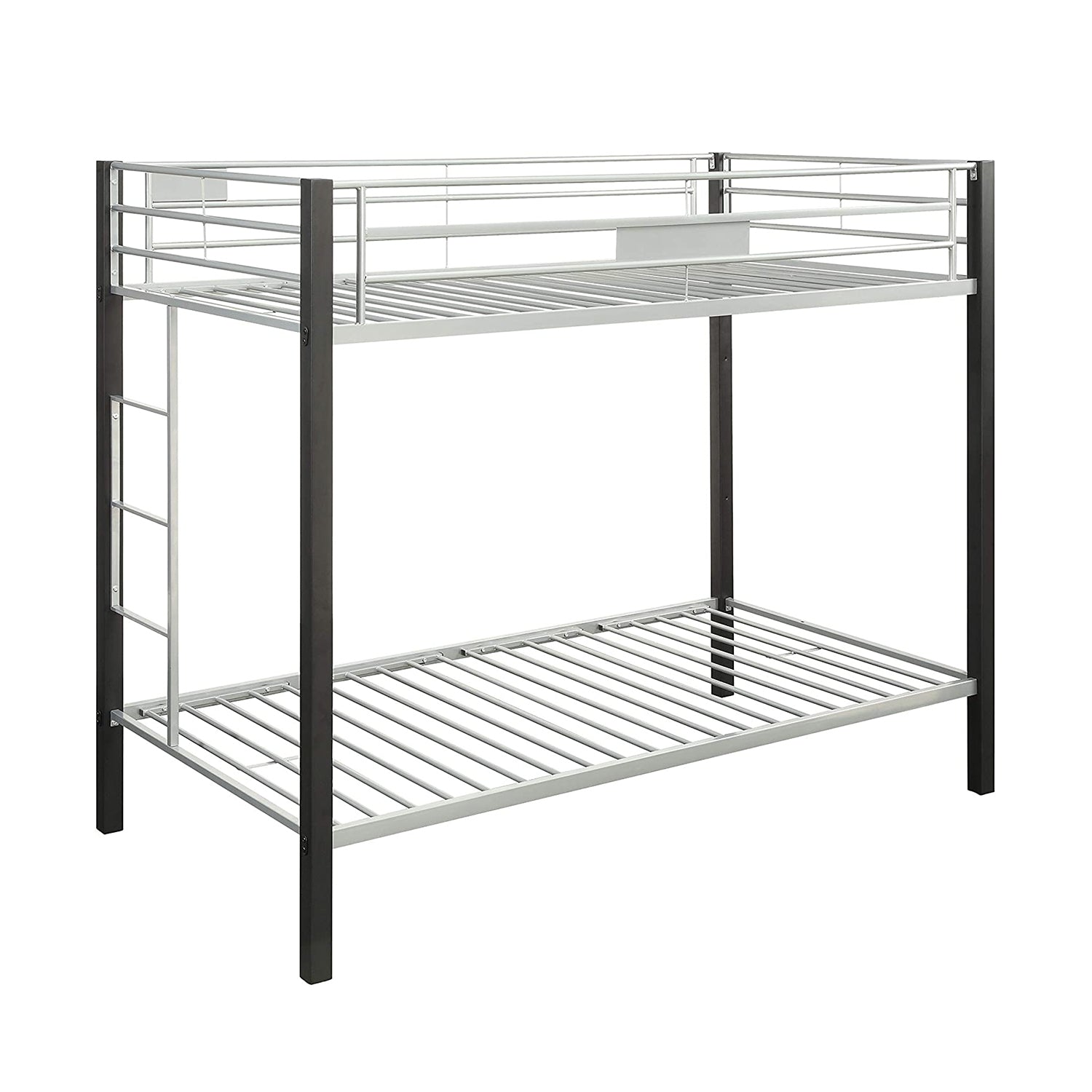 79' X 42' X 65' Twin Over Twin Silver And Brown Coffee Metal Tube Bunk Bed