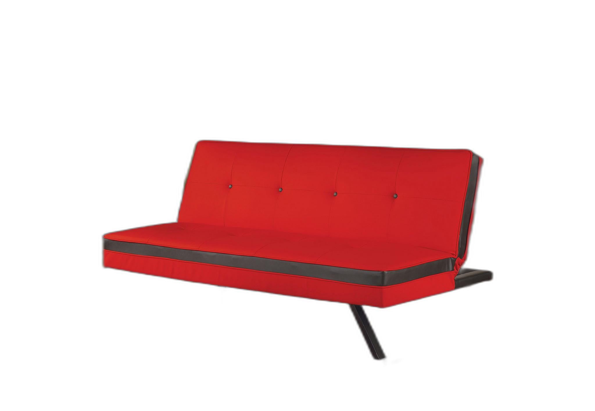 Adjustable Sofa, Red & Black PU - PU, Metal Leg Red & Black PU