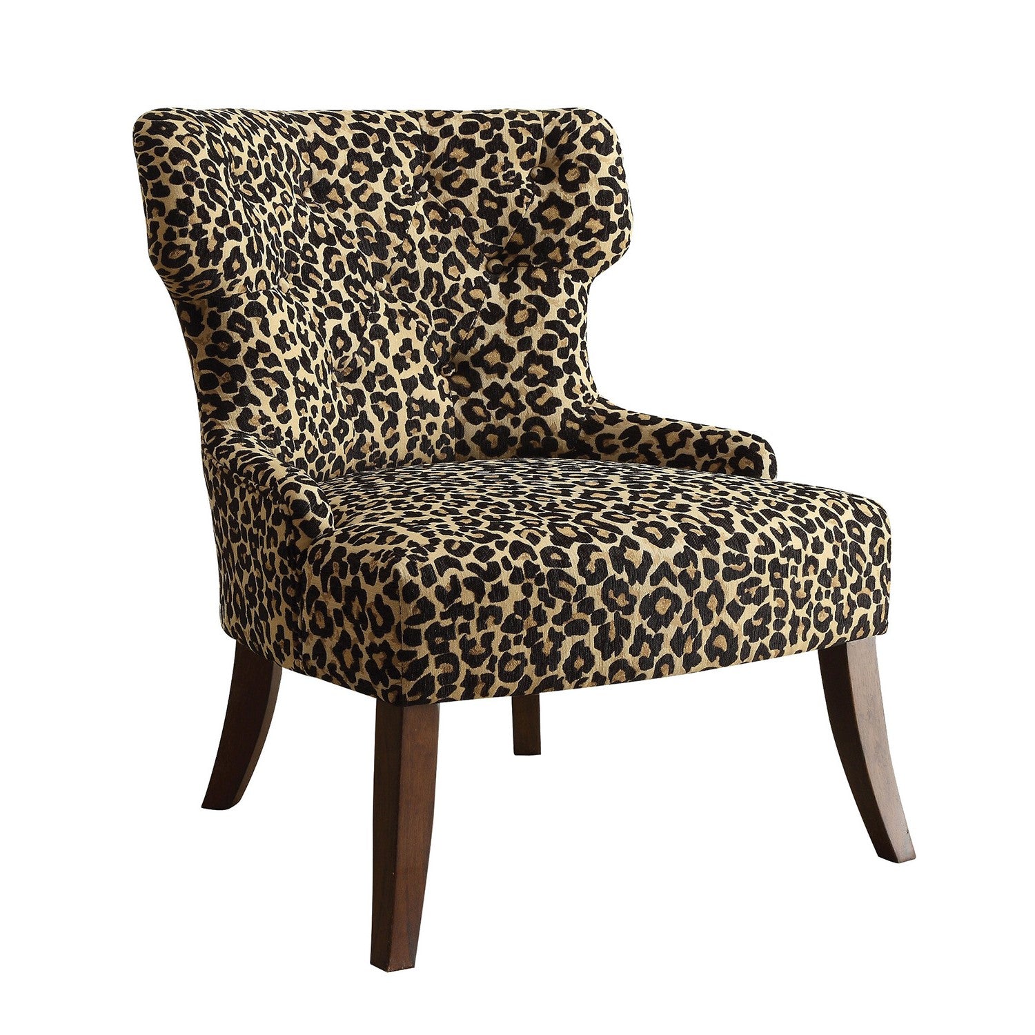 28' X 30' X 36' Leopard Fabric And Espresso Accent Chair