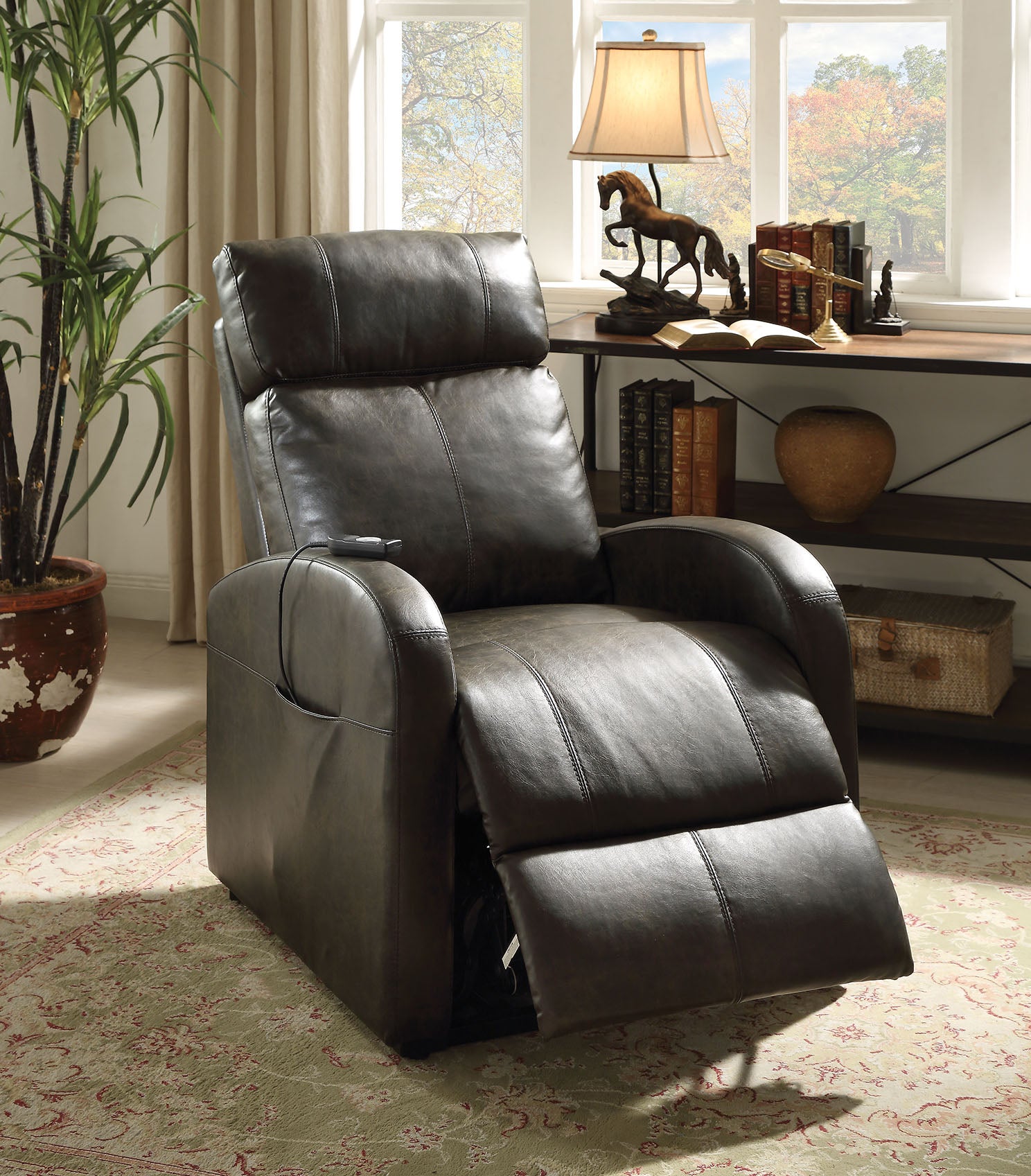 28'  X 37' X 40' Dark Gray Pu Recliner With Power Lift