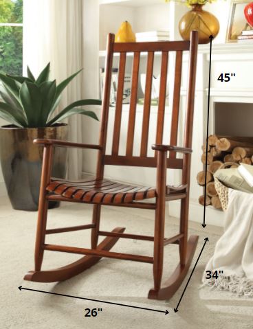 Rocking Chair, Cherry Oak - Rubber Wood Cherry Oak