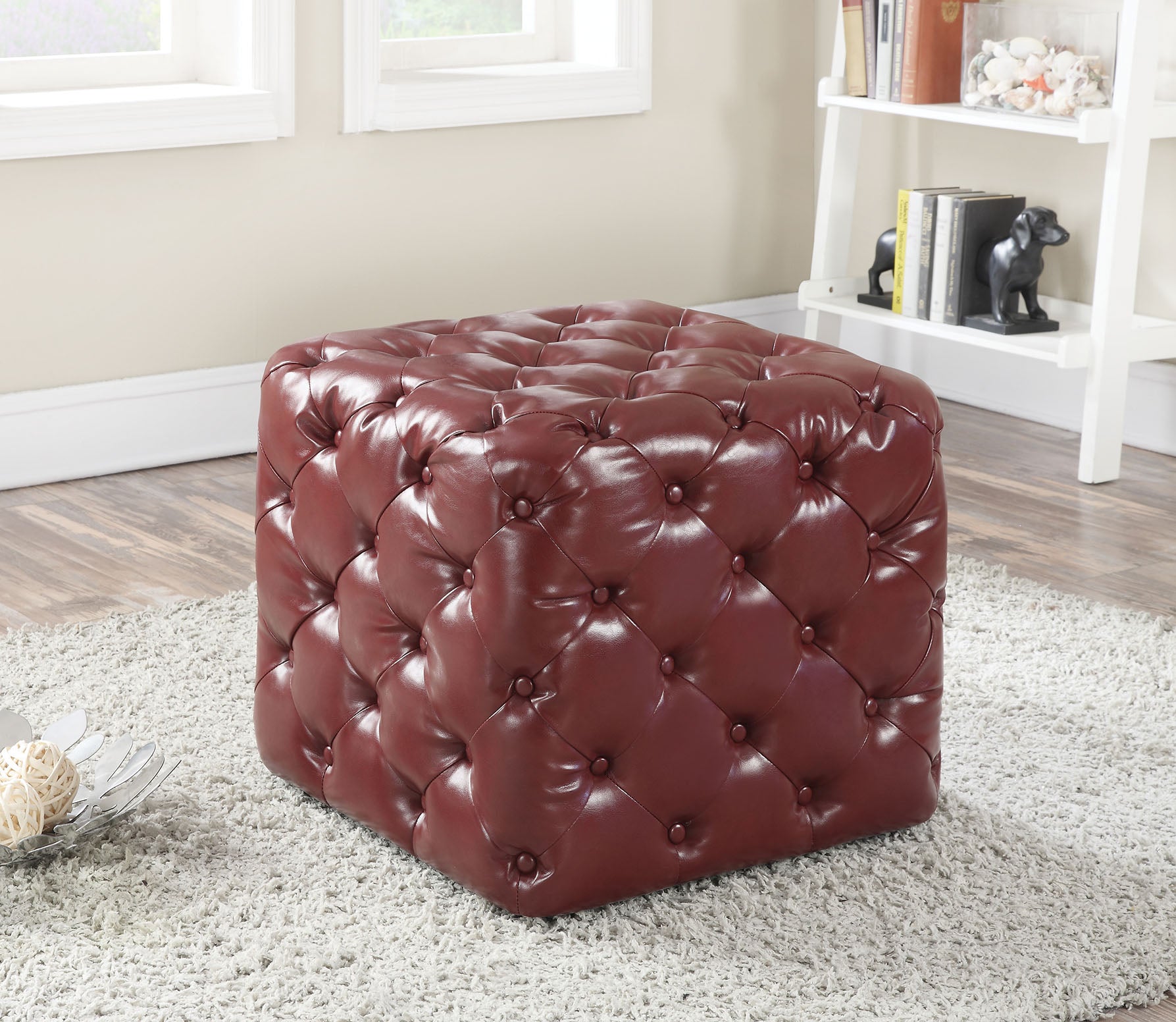 Ottoman, Burgundy Pu - Pu, Foam (Tb117-2013) Burgundy Pu