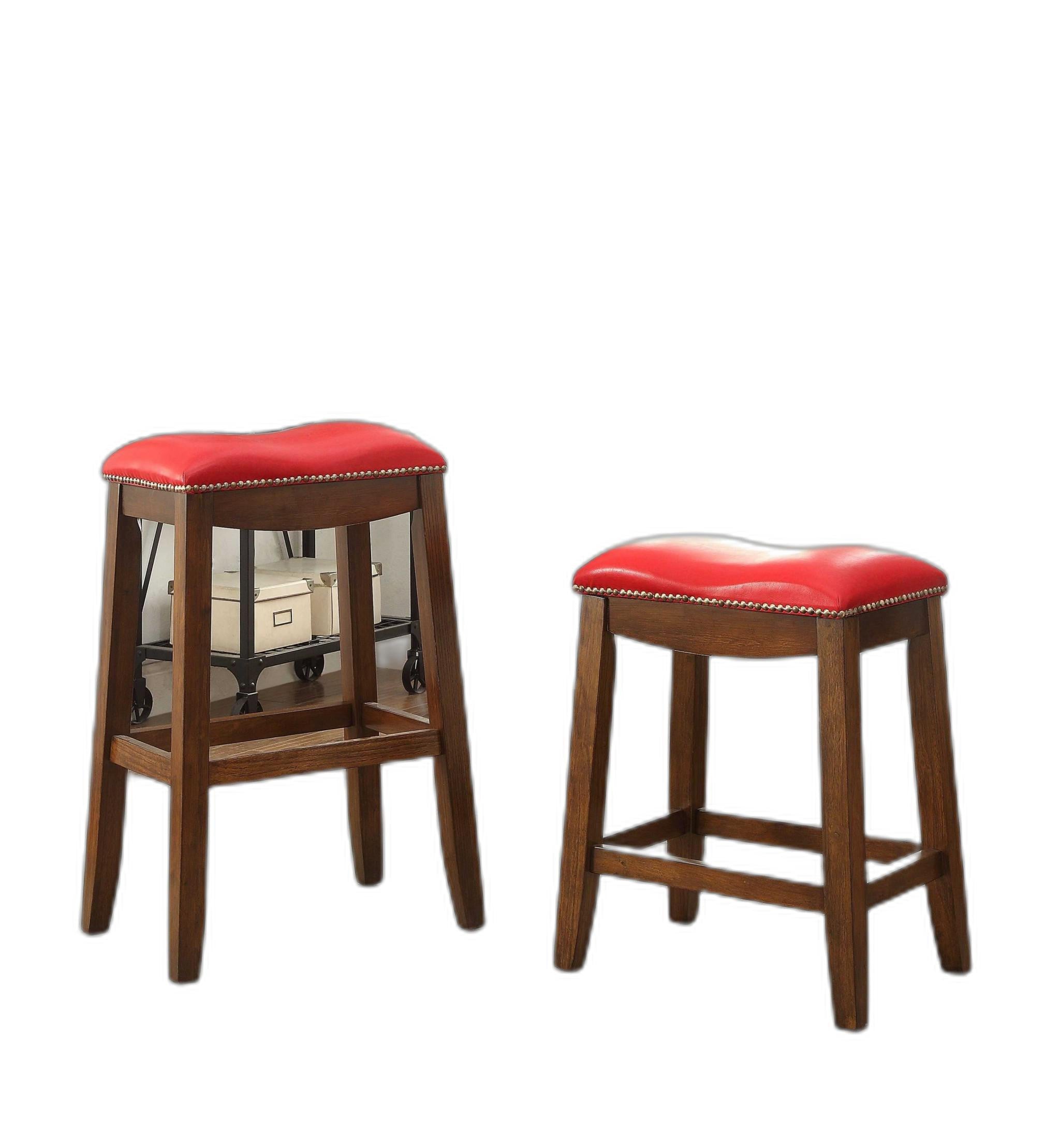 Delta Counter Height Stool (Set-2), Red PU & Oak