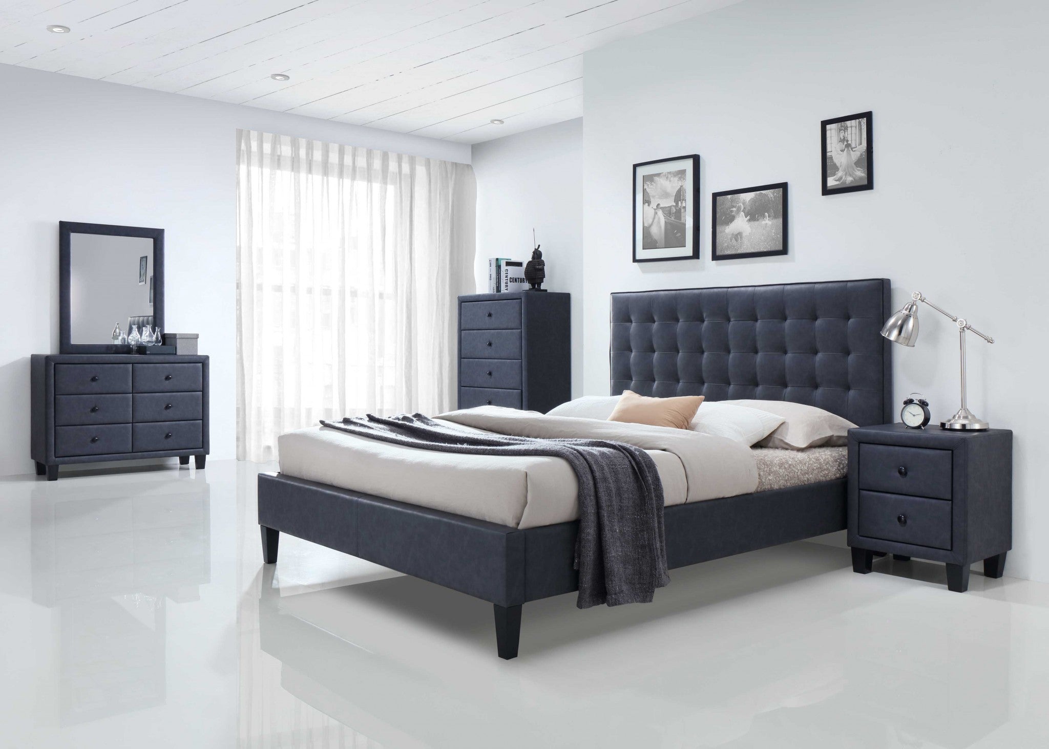 87' x 63' x 46'H 2Tone Gray Queen Bed