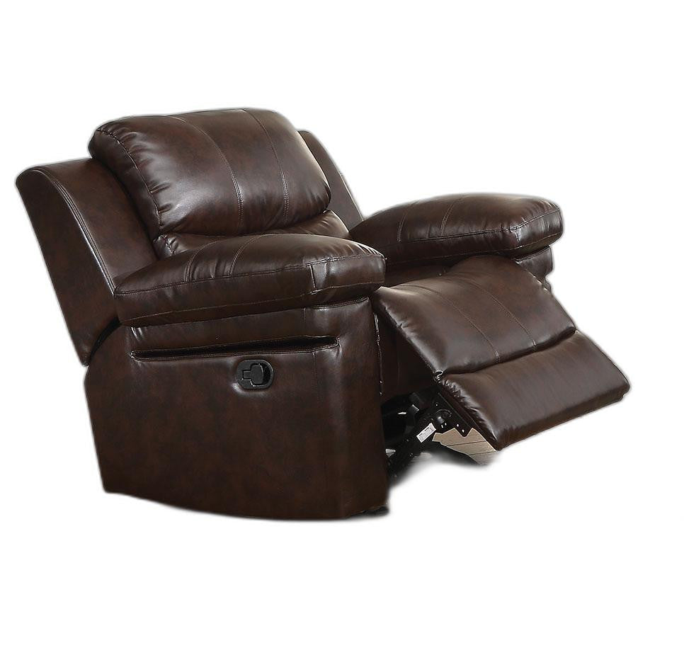 Glider Recliner (Motion), Dark Brown Leather-Aire - Leather-Aire, Metal Recli Dark Brown Leather-Aire