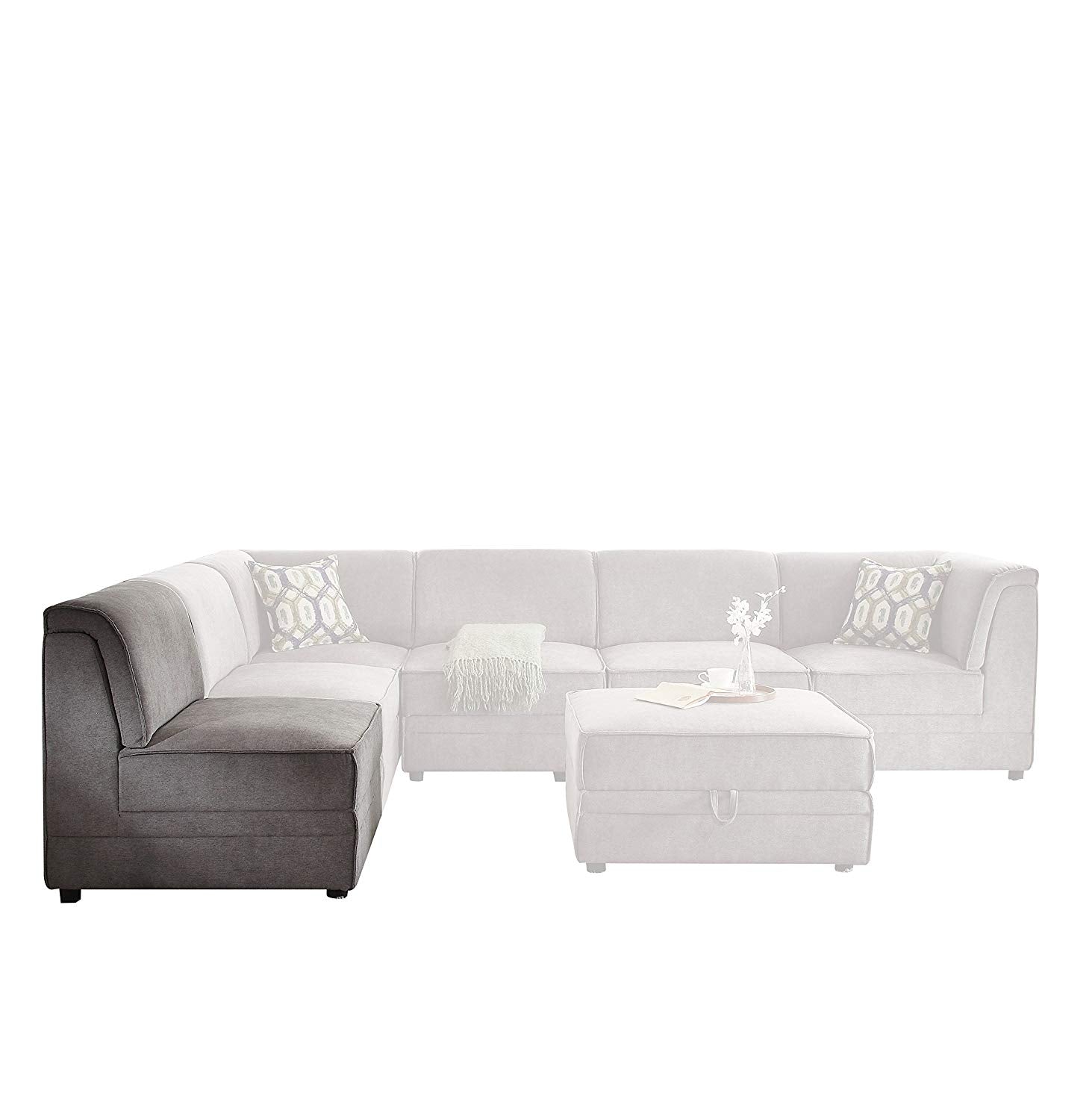 30' X 34' X 33' Gray Velvet Reversible Armless Chair