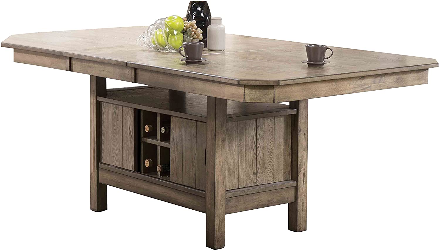 Rustic Style Dining Table With Wine Storage