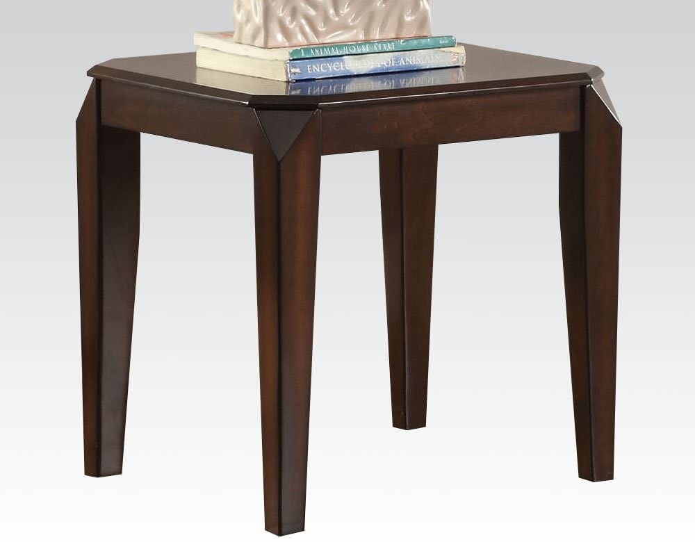 Faceted Corner Walnut Square End Table