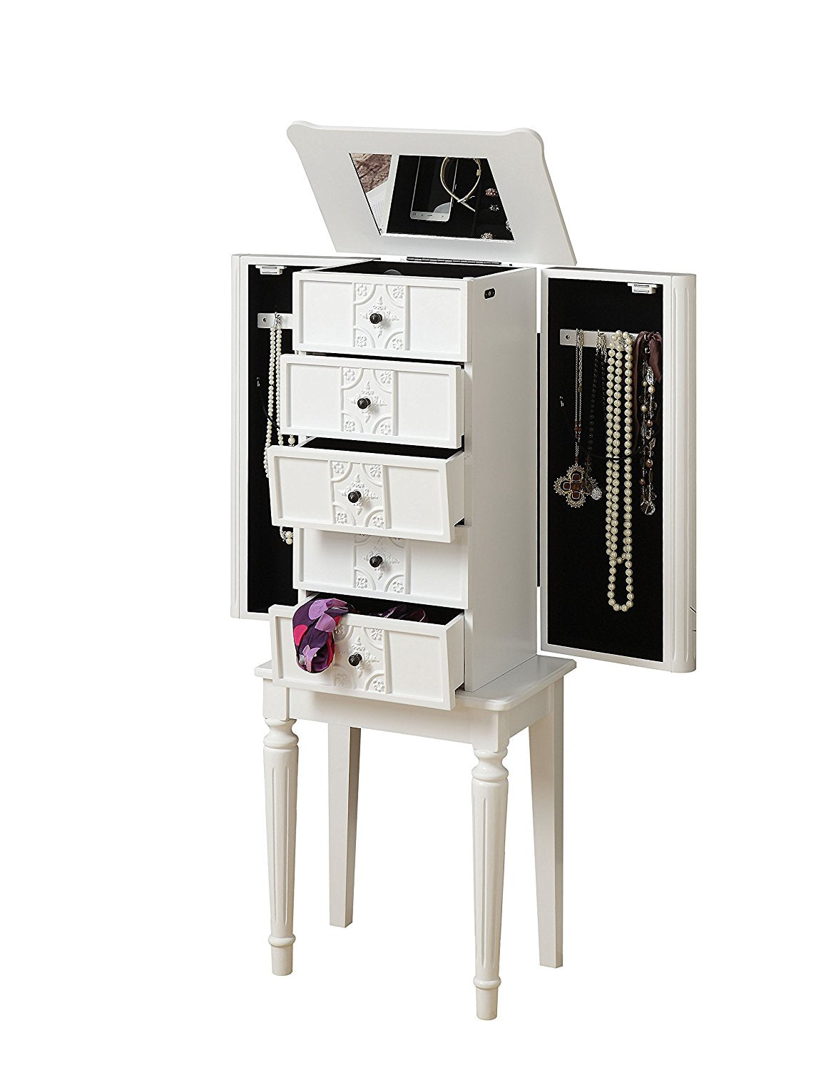 16' X 10' X 40' White Mirror Jewelry Armoire