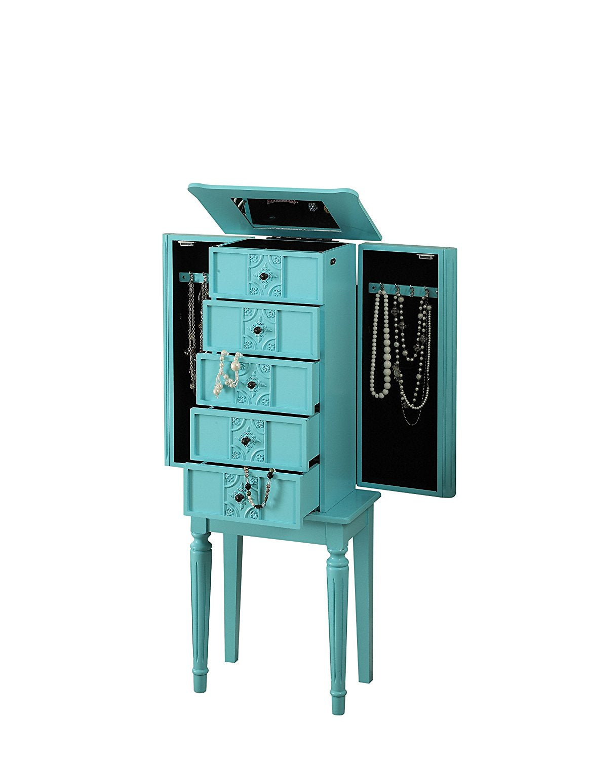 16' X 10' X 40' Light Blue Mirror Jewelry Armoire