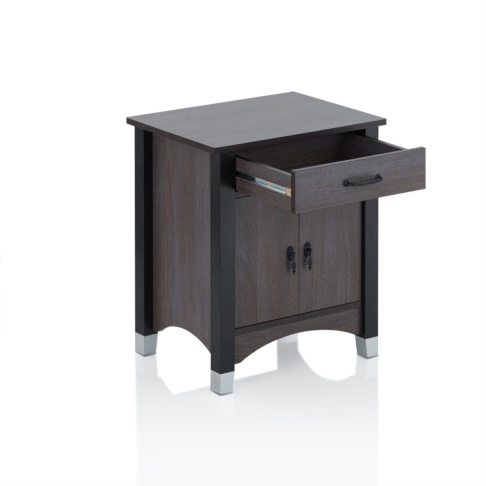 Gray Oak Wood Finish Rectangular Night Stand