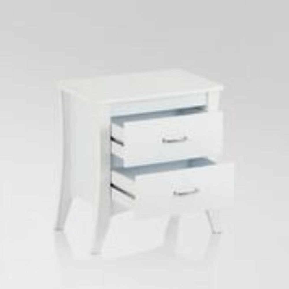 White Wooden 2 Drawer Nightstand