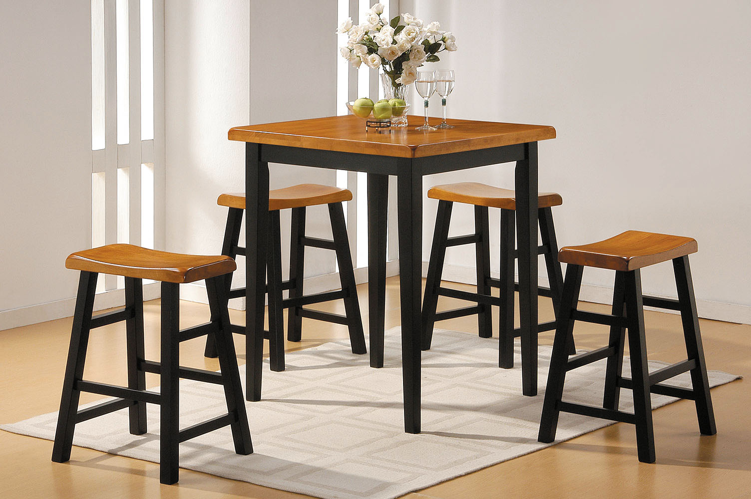 Mod Black and Natural Counter Height Five Piece Dining Set