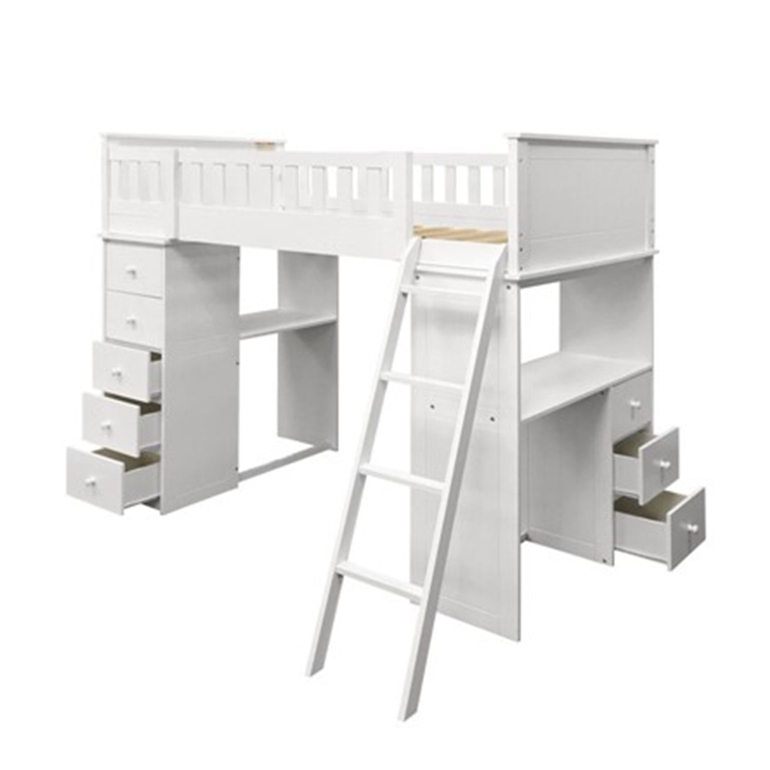 79' X 42' X 66' White Wood Loft Bed