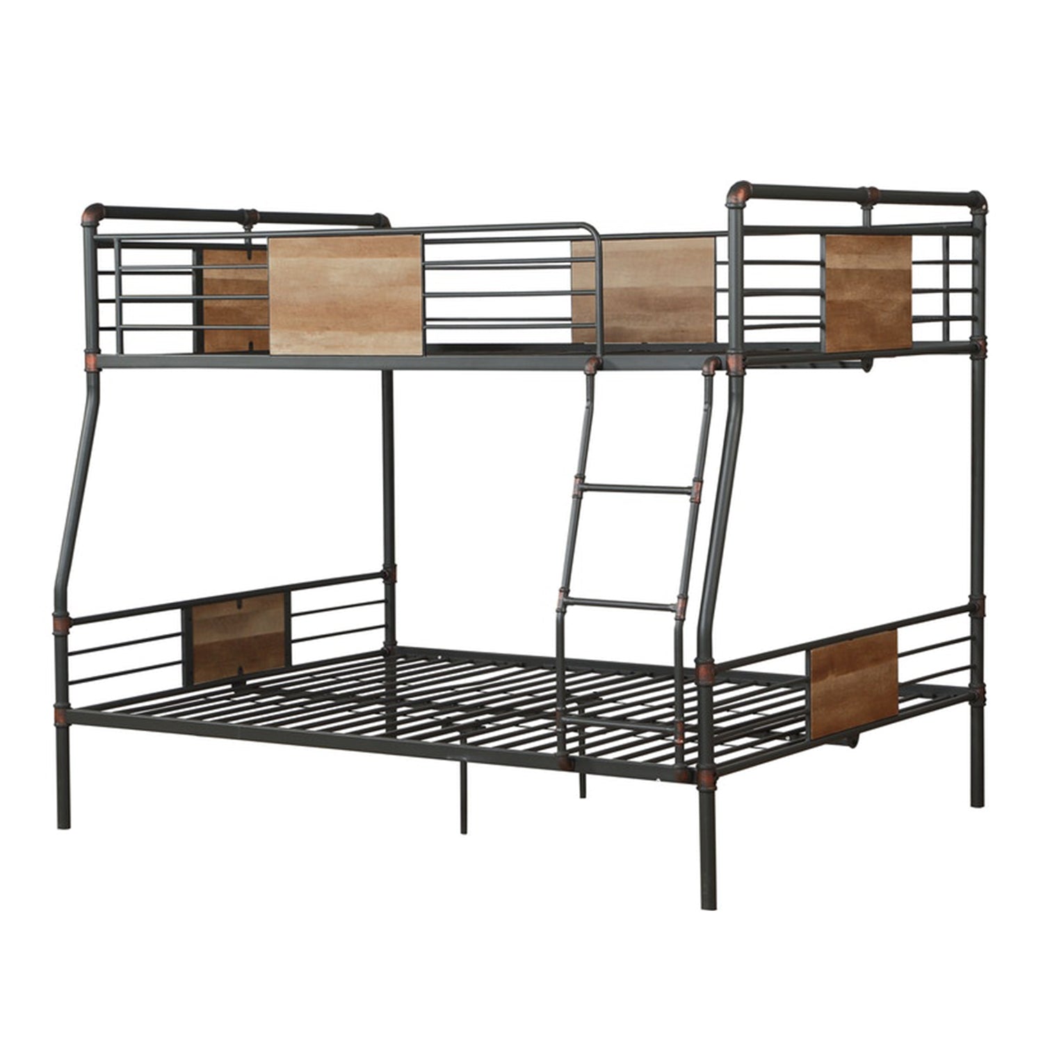 83' X 65' X 68' Sandy Black  Dark Bronze HandBrushed Full Xl Over Queen Bunk Bed