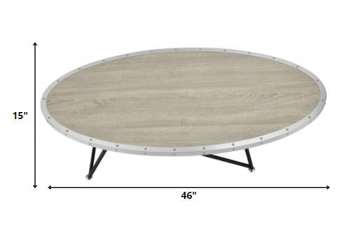 46' X 23' X 15' Weathered Gray Oak Particle Board Coffee Table