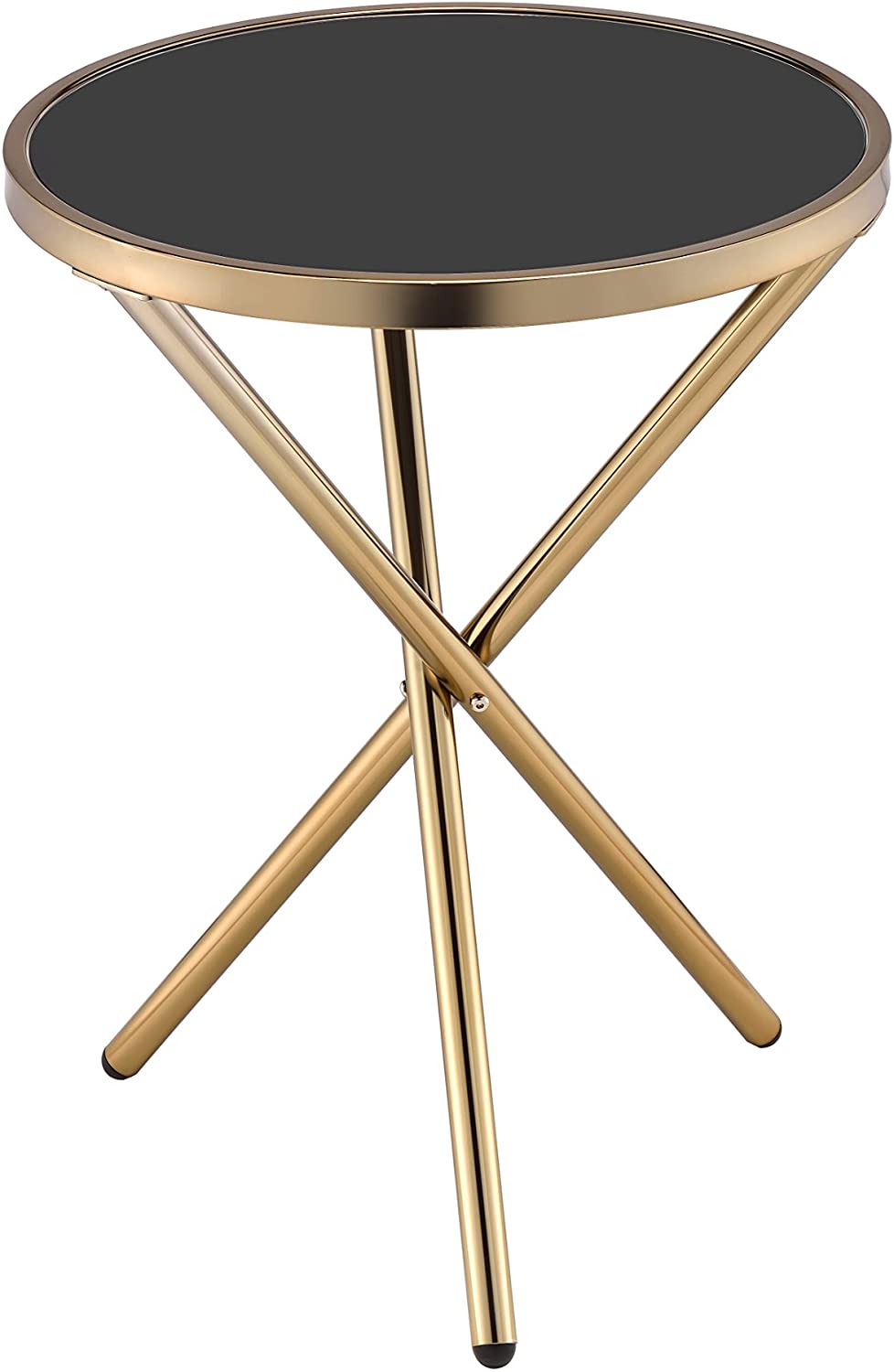 Glamorous Black and Gold Glass Top Side Table