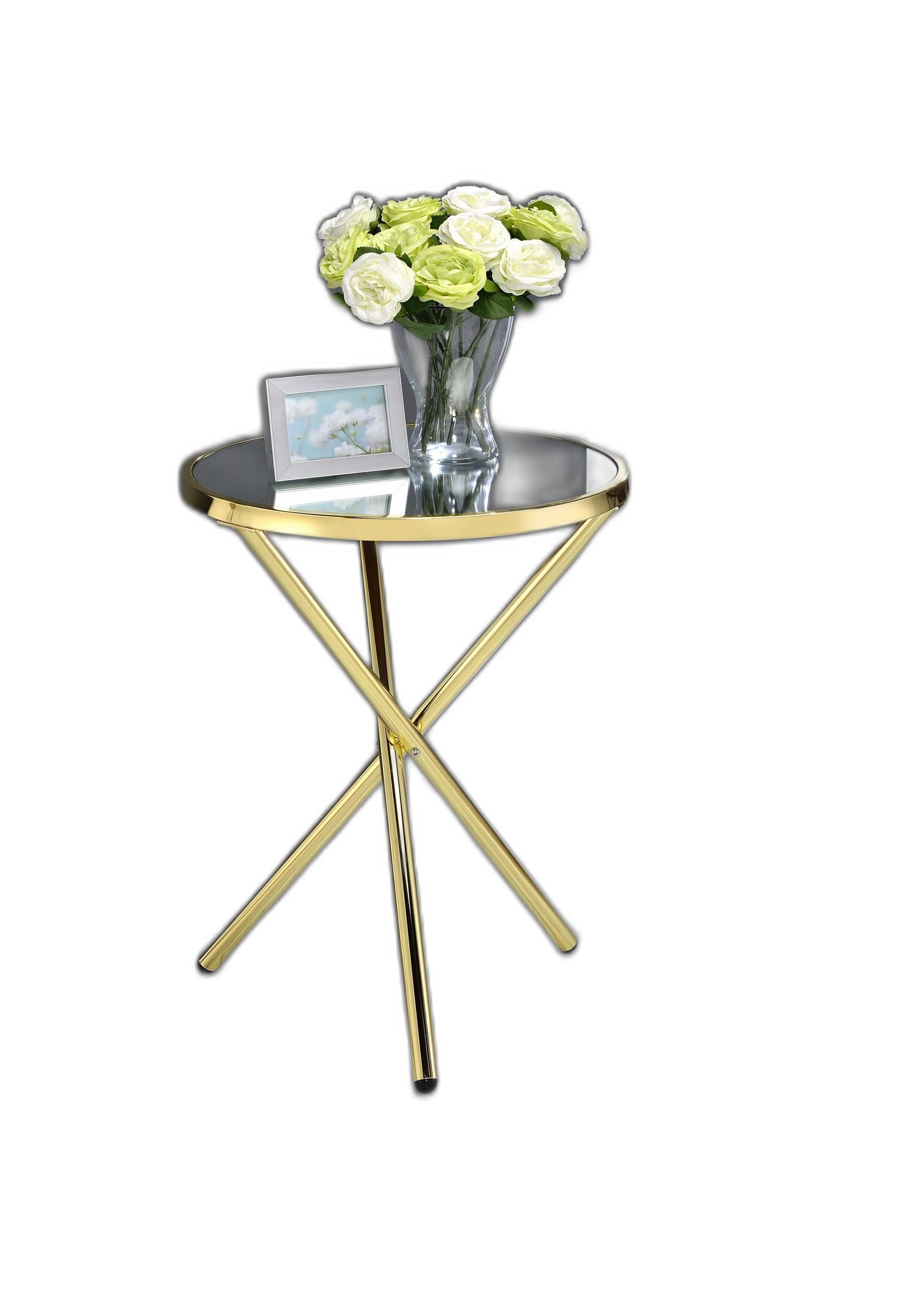 19' X 19' X 25' Mirror And Chrome Metal Tube Side Table